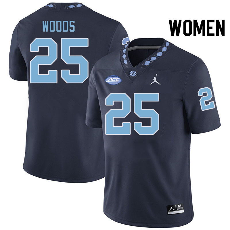 Women #25 Ashton Woods North Carolina Tar Heels College Football Jerseys Stitched-Navy